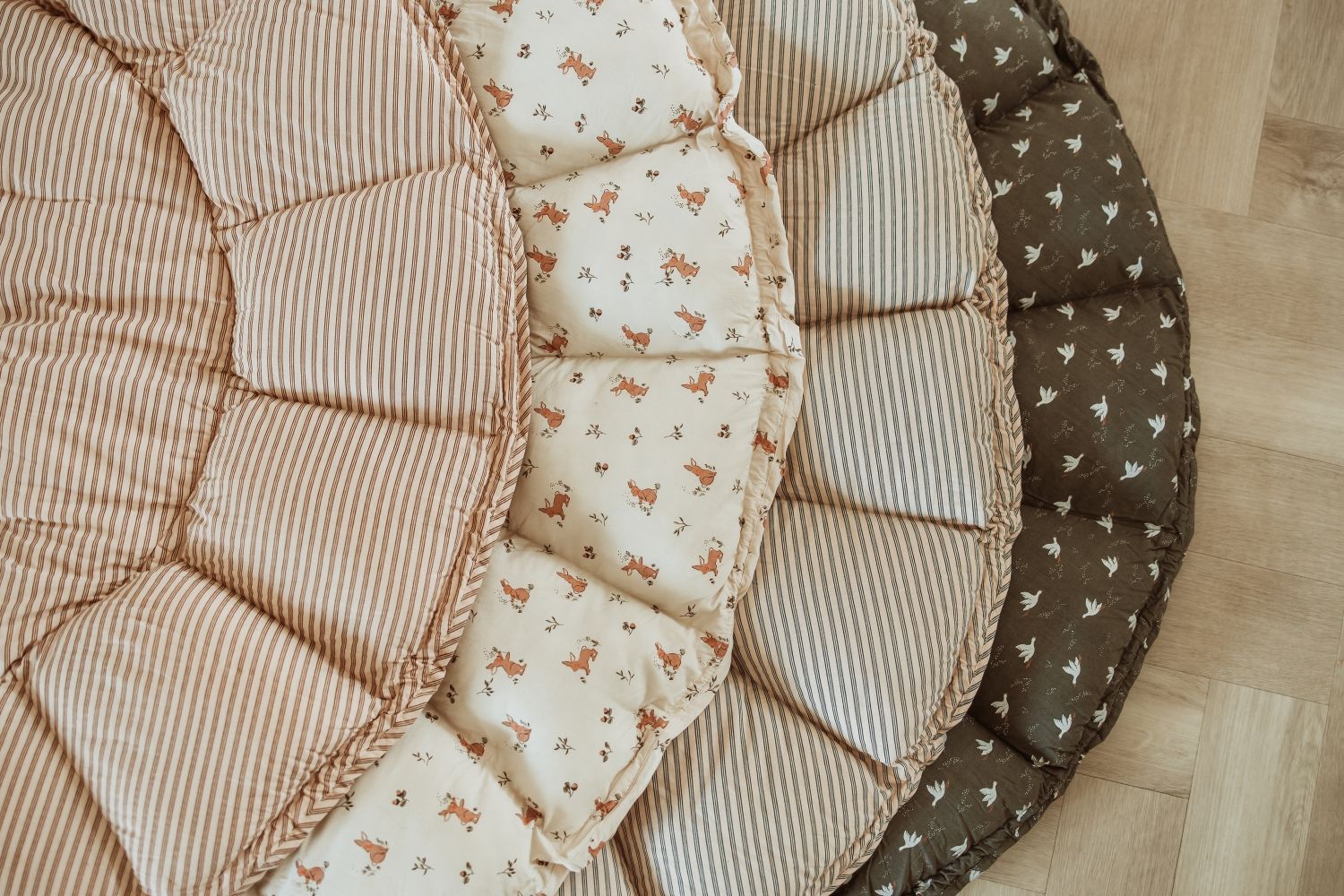detail of new prints of bloom babymat