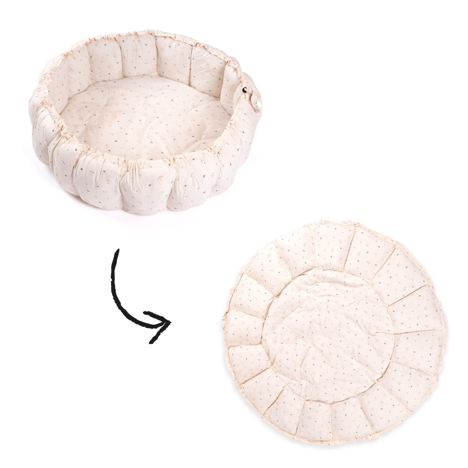 Bloom moon organic babymat, from crib with raised edges to playmat