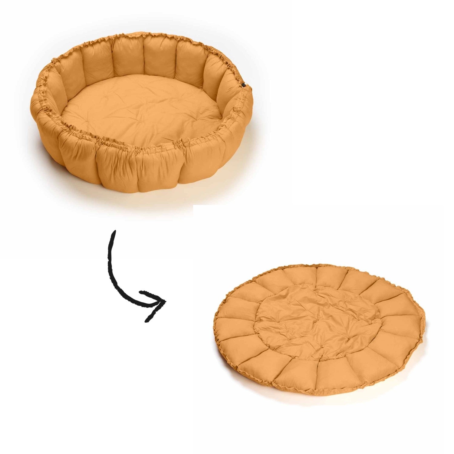 Bloom mustard chai tea baby mat, from crib with raised edges to playmat