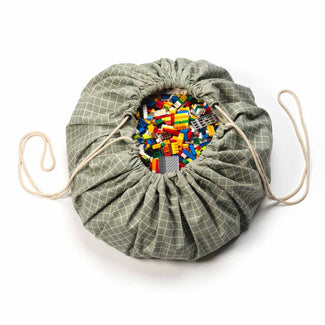 Organic Cotton Green Opbergzak Met Rasterpatroon