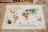 EEVAA worldmap puzzlemat, front view, animal toys