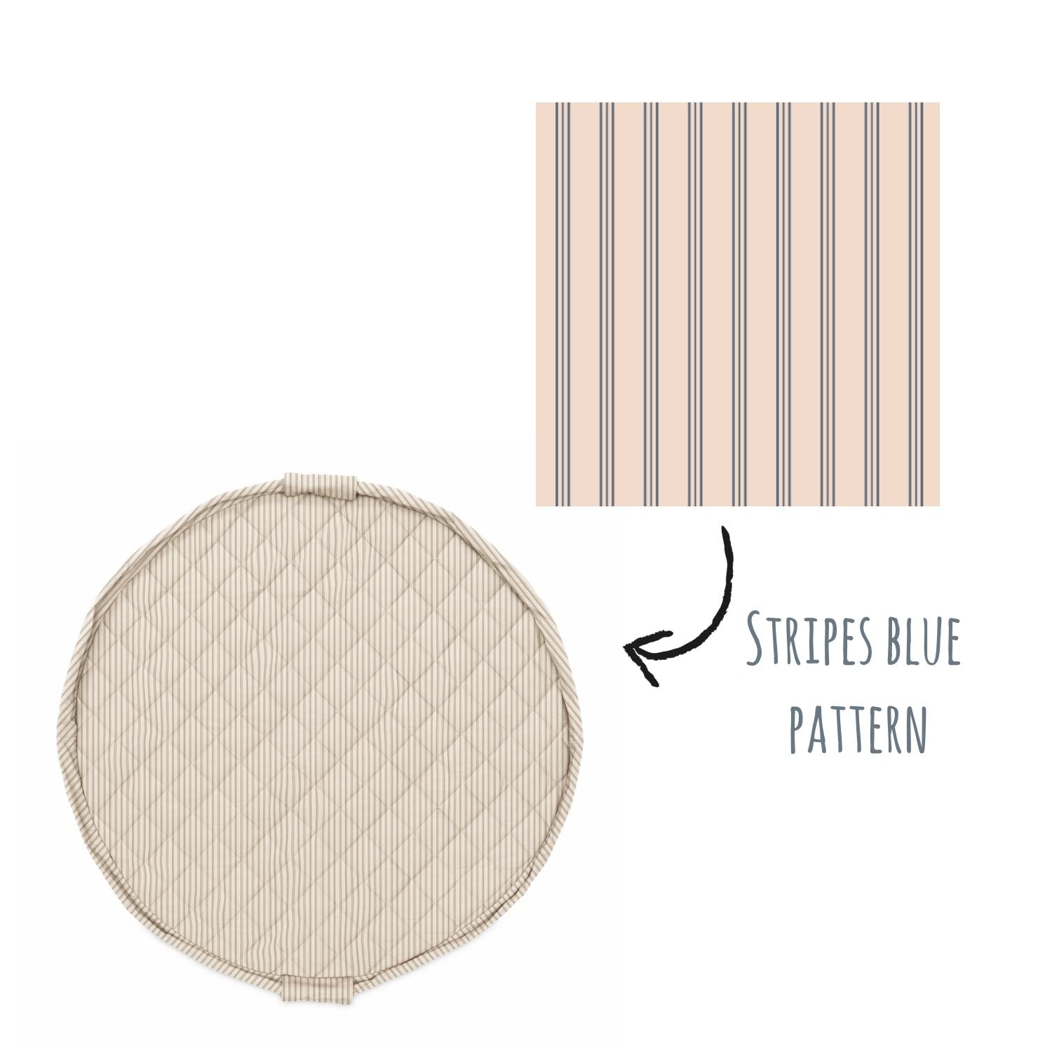 detauk of soft organic stripes blue babymat, stripes blue pattern