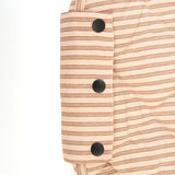 soft stripes brown organic babymat, detail buttons