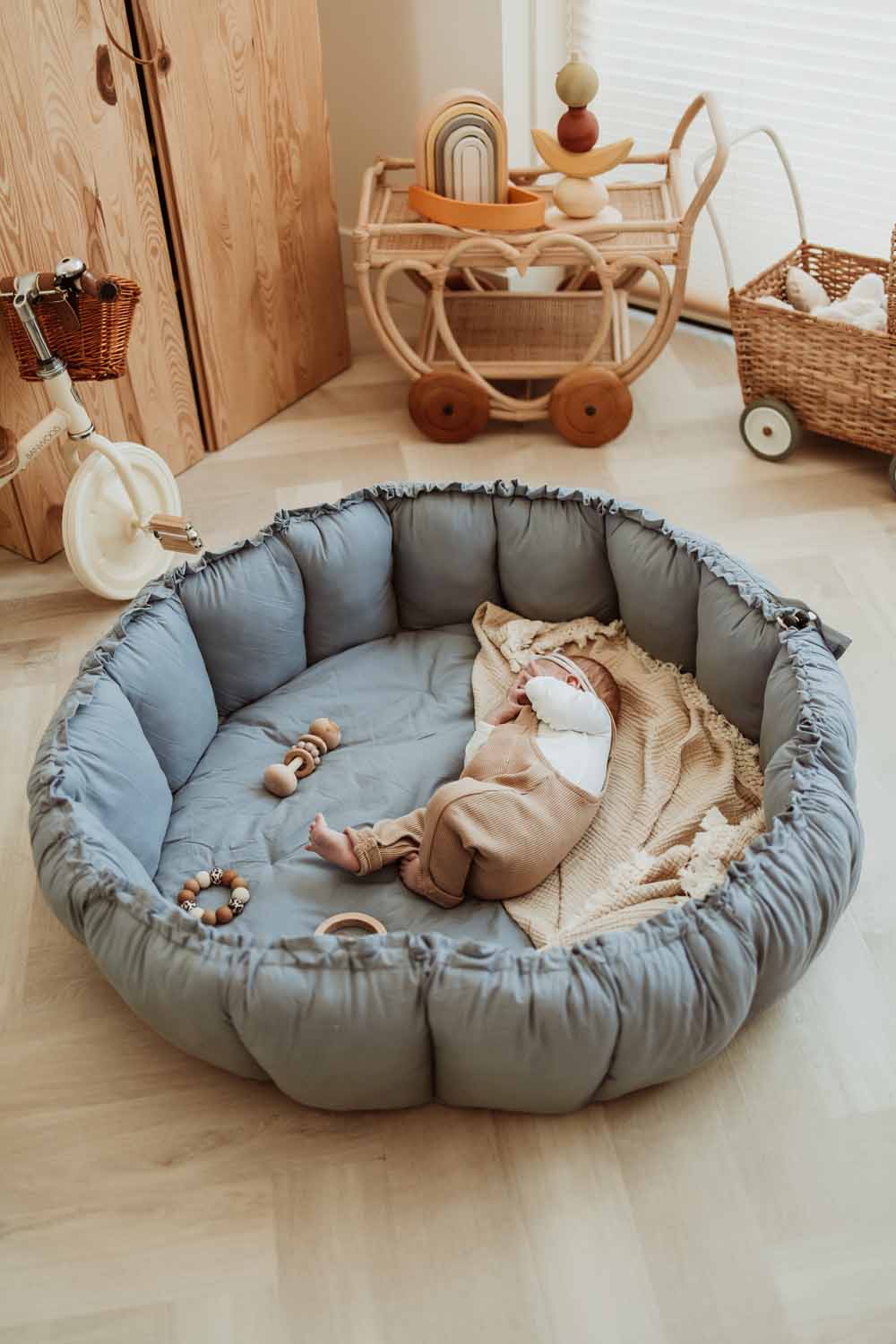 Bloom Dusty Blue Organic Cotton Babymat