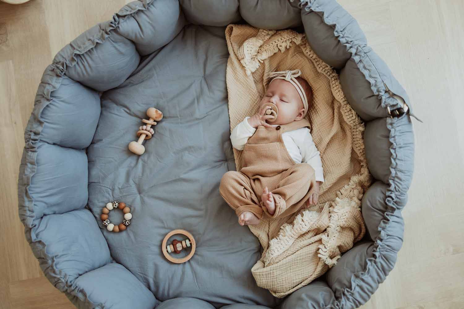 Bloom Dusty Blue Organic Cotton Babymat