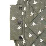 birds soft organic babymat, detail of closure system