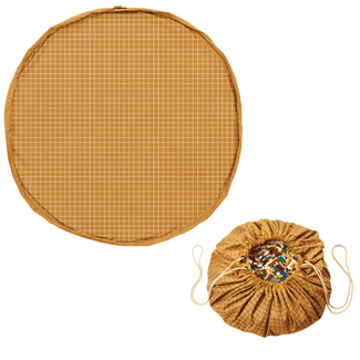 speelkleed & opbergzak - organic mustard grid