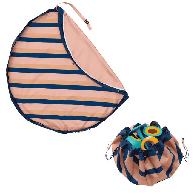 outdoor speelkleed & opbergzak - mokka stripes