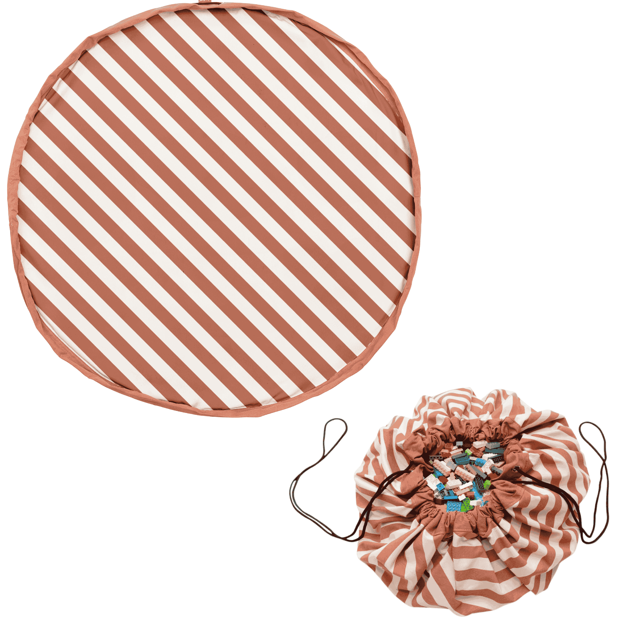 speelkleed & opbergzak - stripes brown