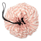toy storage bag and play mat, Pink New stripes, bag closed