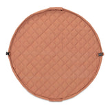 detail picture Tawny Brown quilted baby play mat and storage bag, drawstring with buttons and plastic shackles