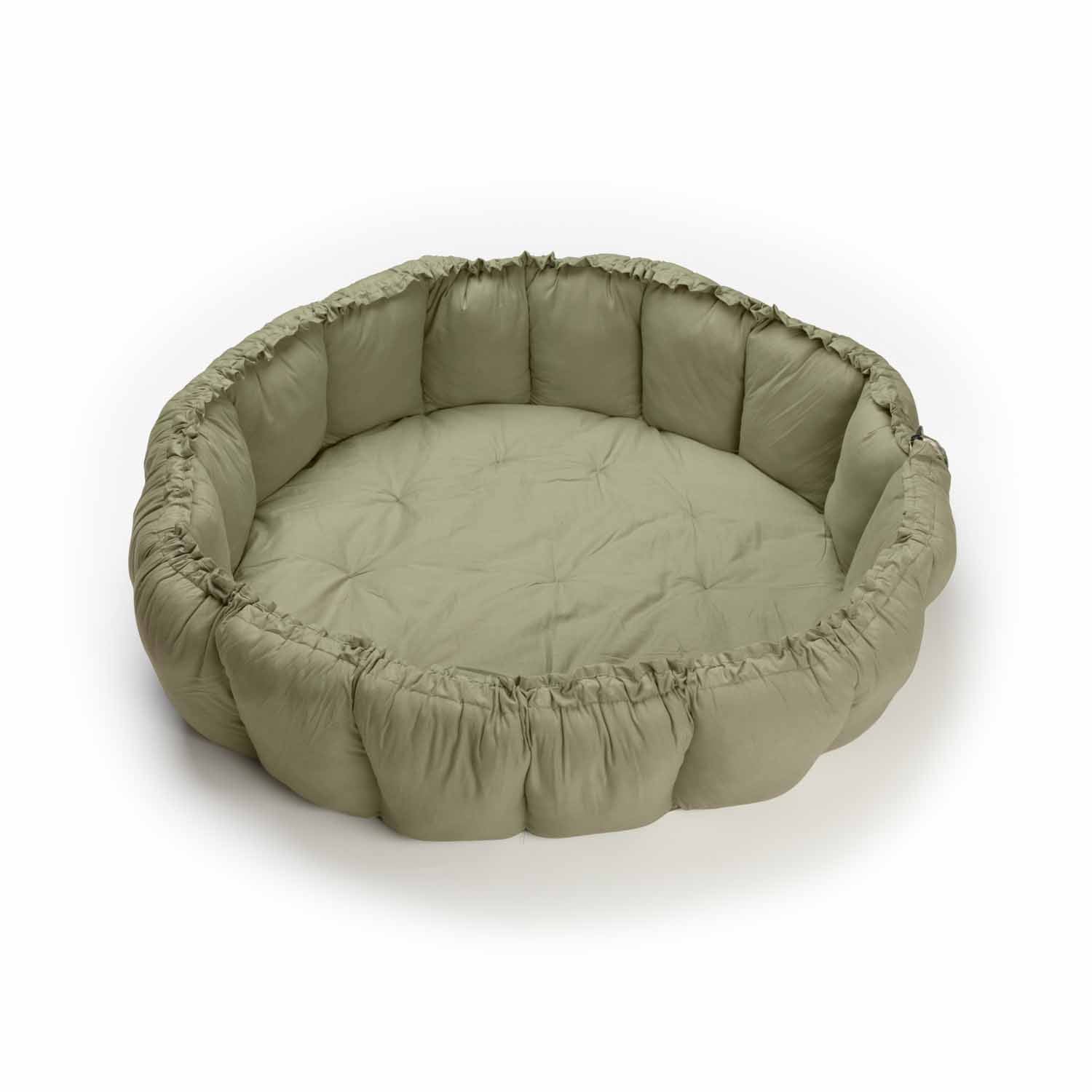 green baby mat, crib, raised edges