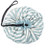 product picture toy storage bag and play mat, green stripes