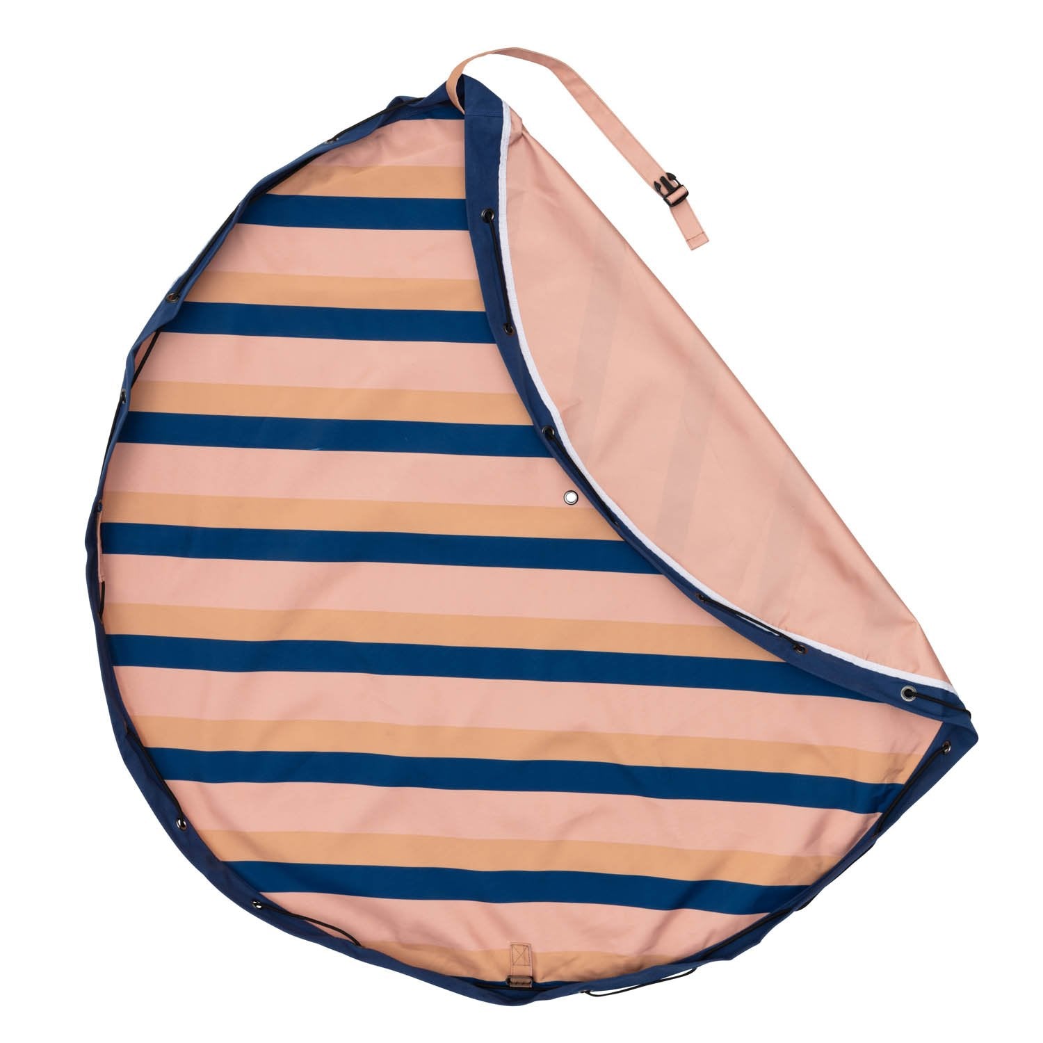 detail picture Play&Go outdoor storage bag and play mat, mokka stripes, folded piece